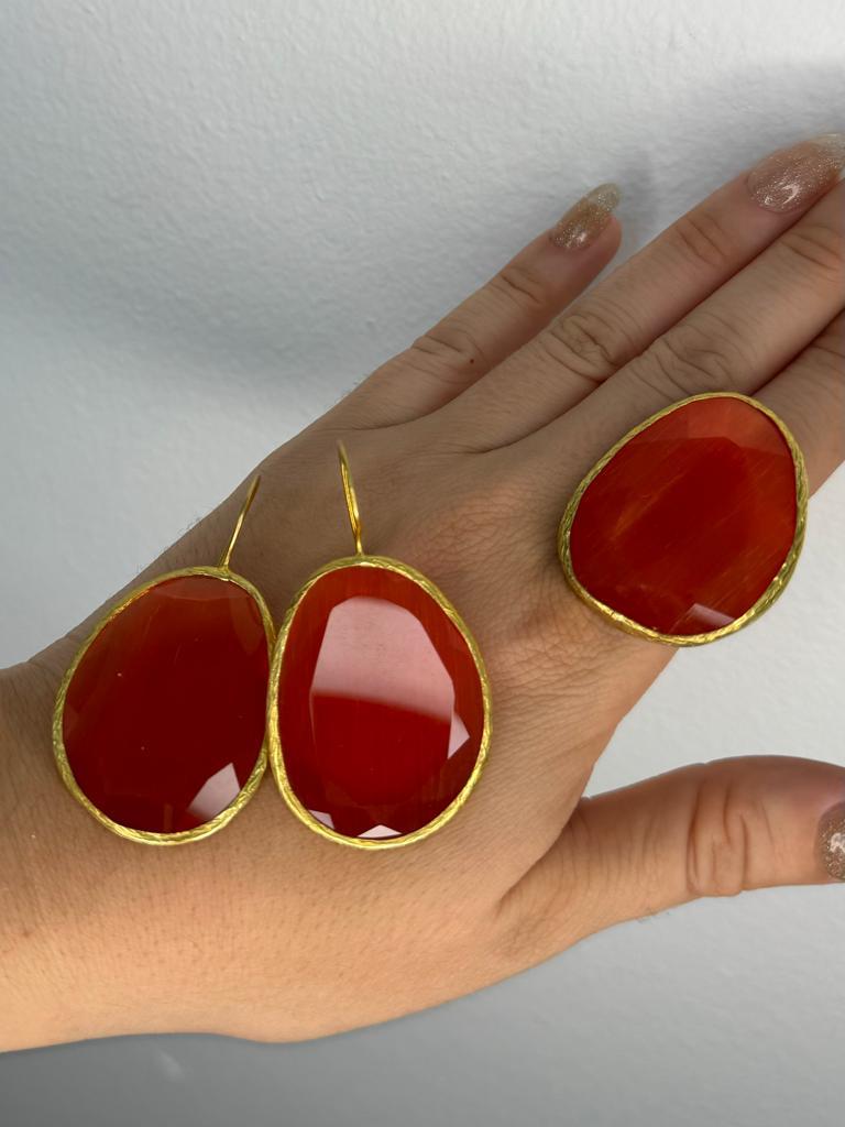 Agate Earrings and Ring Set
